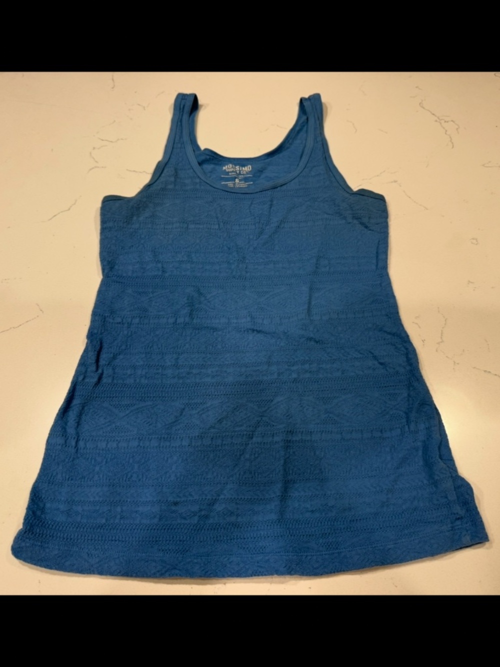Mossimo Supply Co Blue Jacquard Long Tank Top Women’s Small Textured